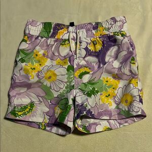 Janie and Jack Purple and Yellow Floral Swim Trunks